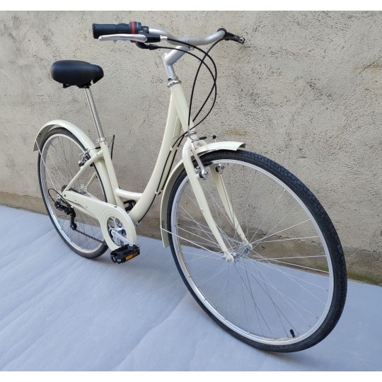 Bicicleta urbana mujer crema 6V restaurada